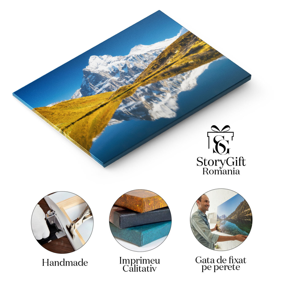 Tablou Canvas Munte Inalt si Reflectie pe Apa, mountain, peisaj, natura, reflectare 2349 40x25CM [2]