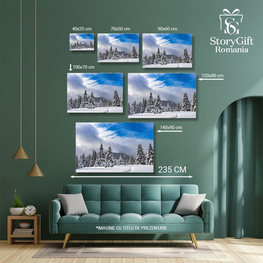 Tablou Canvas Munti cu Varfuri Acoperite de Zapada si Cascate la Glen Etive: Munti, Cascade, Zapada, Glen Etive, Iarna. 4140 40x25CM [5]