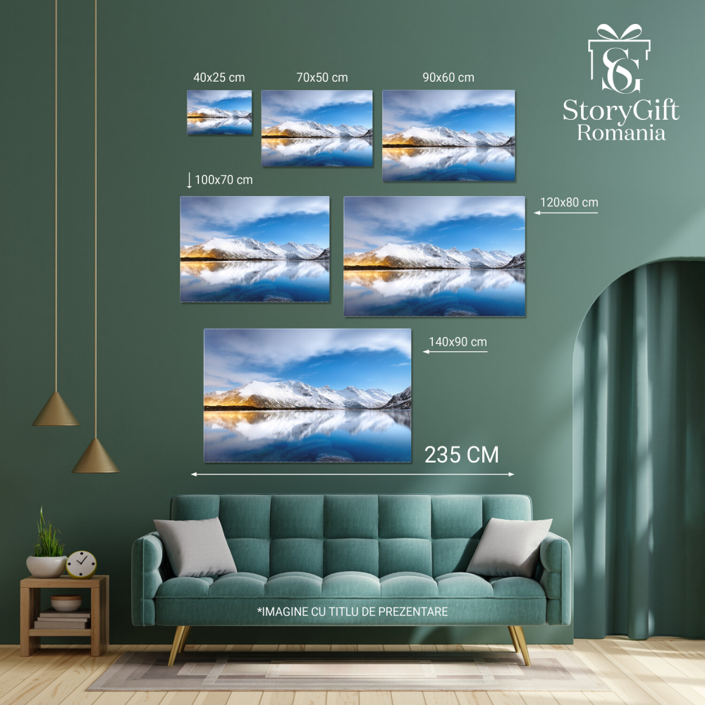 Munți și Reflexii pe Apă în Noapte: Peisaj Montan din Norvegia, Marime 40x25CM [4]