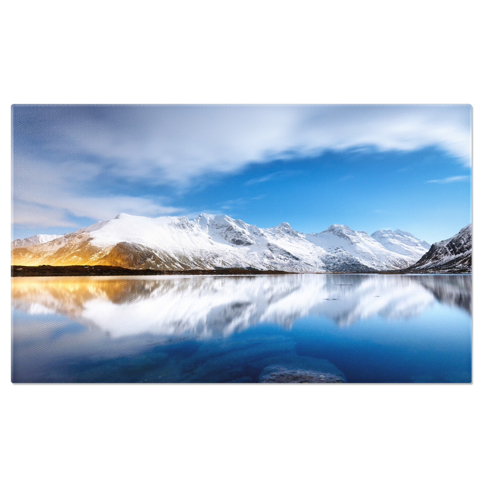 Munți și Reflexii pe Apă în Noapte: Peisaj Montan din Norvegia, Marime 40x25CM [1]