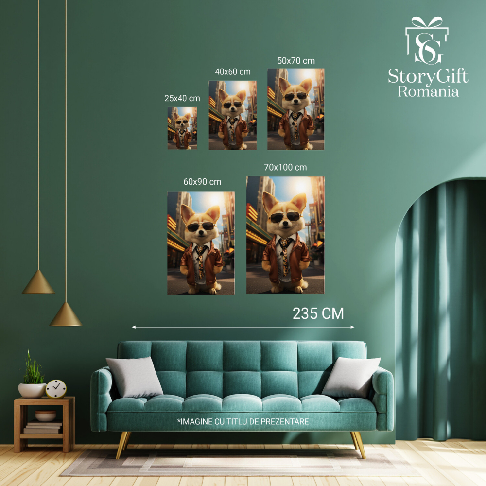 Tablou Canvas - Figurină Muppet: Câine Rosiatic ca o Vulpe cu Ochelari și Cămașă cu Cravată, Marime 40x25CM [3]