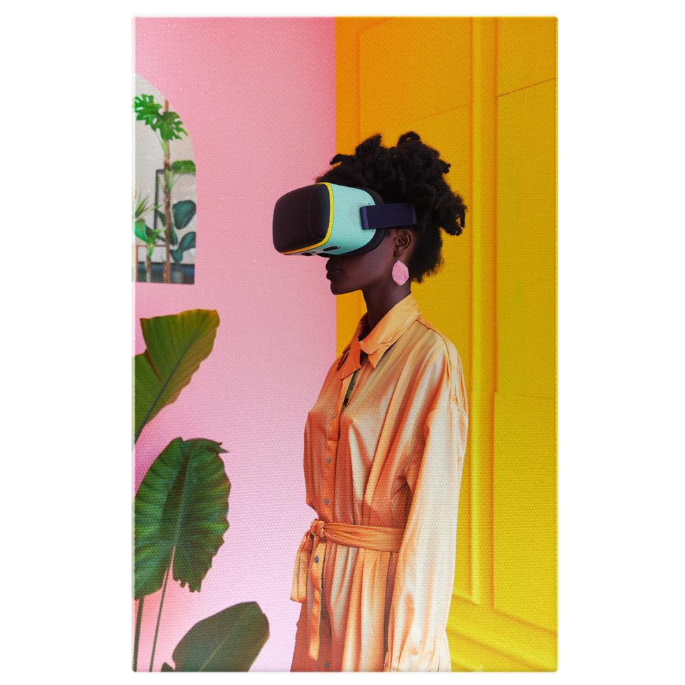 Negresă cu Ochelari Virtuali - Tablou Canvas Digital, Marime 40x25CM [1]