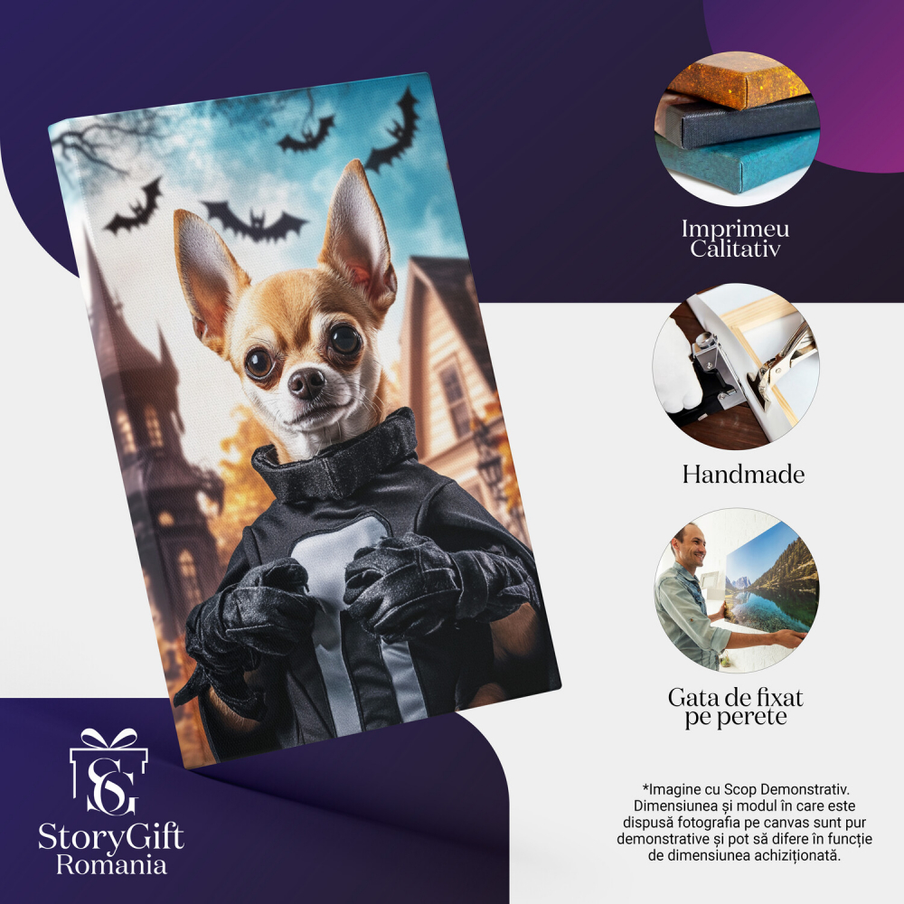  Tablou Canvas Personalizat Halloween Cu Costum De Batman Și LilieciMarime 40x25CM [4]