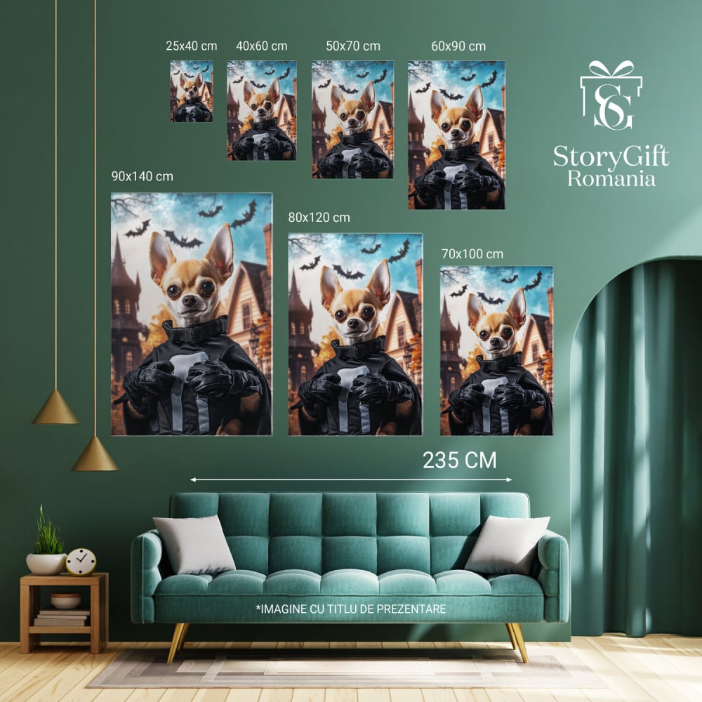  Tablou Canvas Personalizat Halloween Cu Costum De Batman Și LilieciMarime 40x25CM [6]