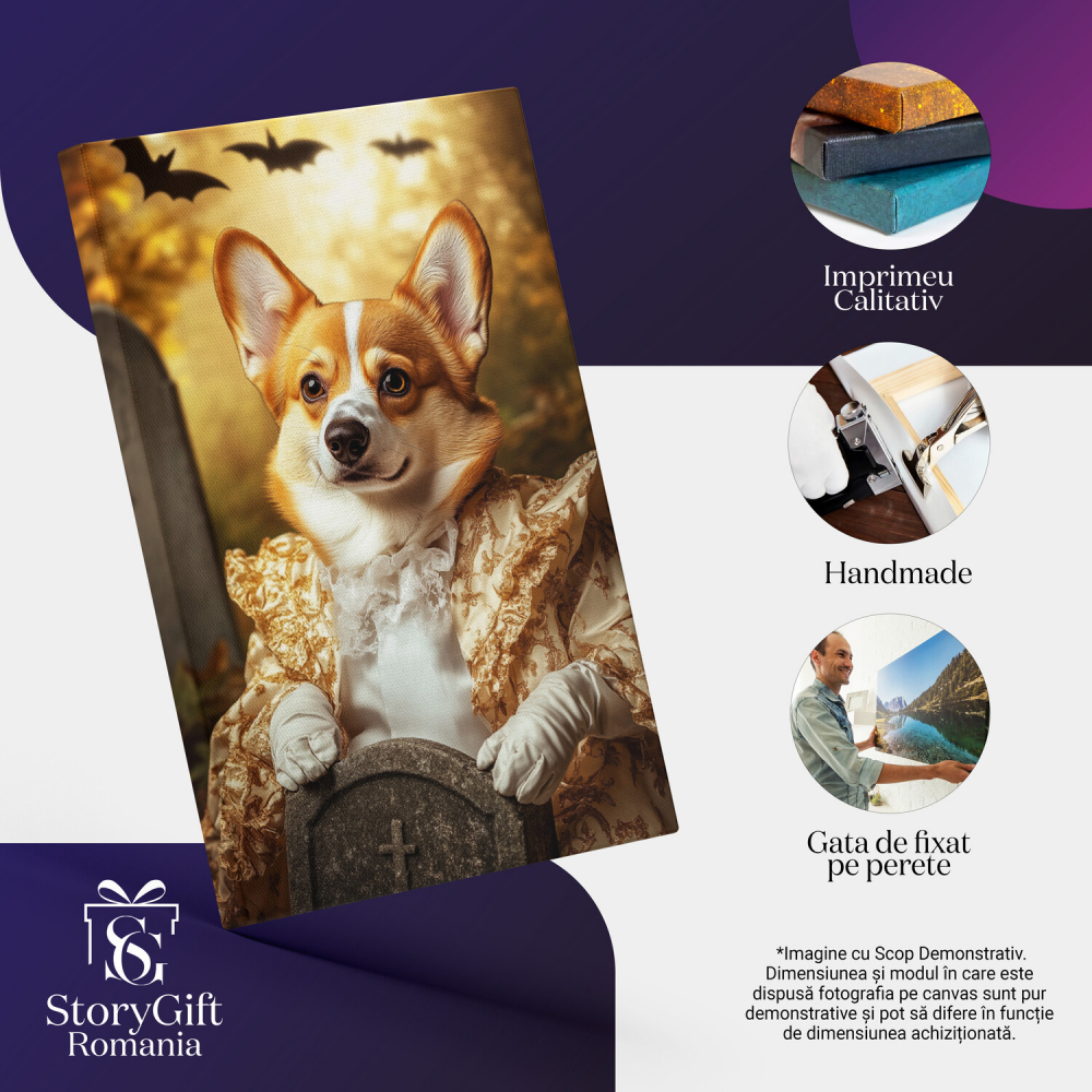  Tablou Canvas Personalizat Ținută Regală Galbenă La Halloween În CimitirMarime 40x25CM [4]