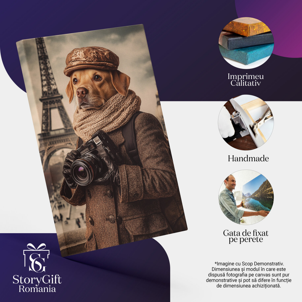 Tablou Canvas Personalizat - Animal lângă Turnul Eiffel în Ținută Modernă
Marime 40x25CM [4]