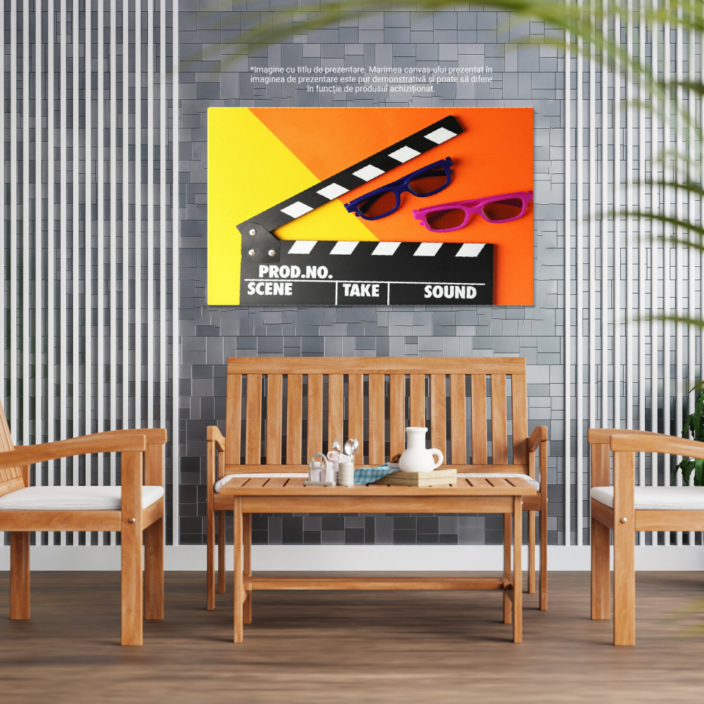 Tablou Canvas Nostalgia Cinematografică: Clapboard Retro și Magia Filmului, Marime 40x25CM [4]