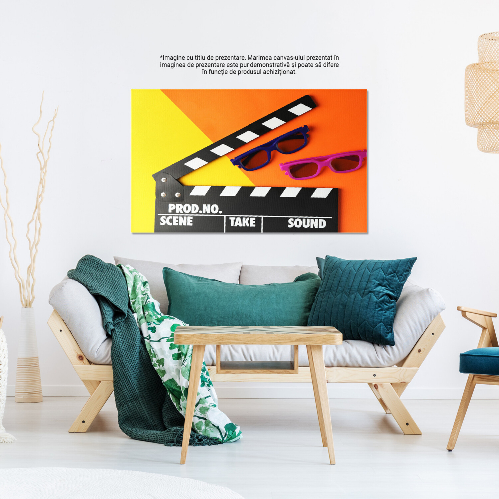 Tablou Canvas Nostalgia Cinematografică: Clapboard Retro și Magia Filmului, Marime 40x25CM [3]