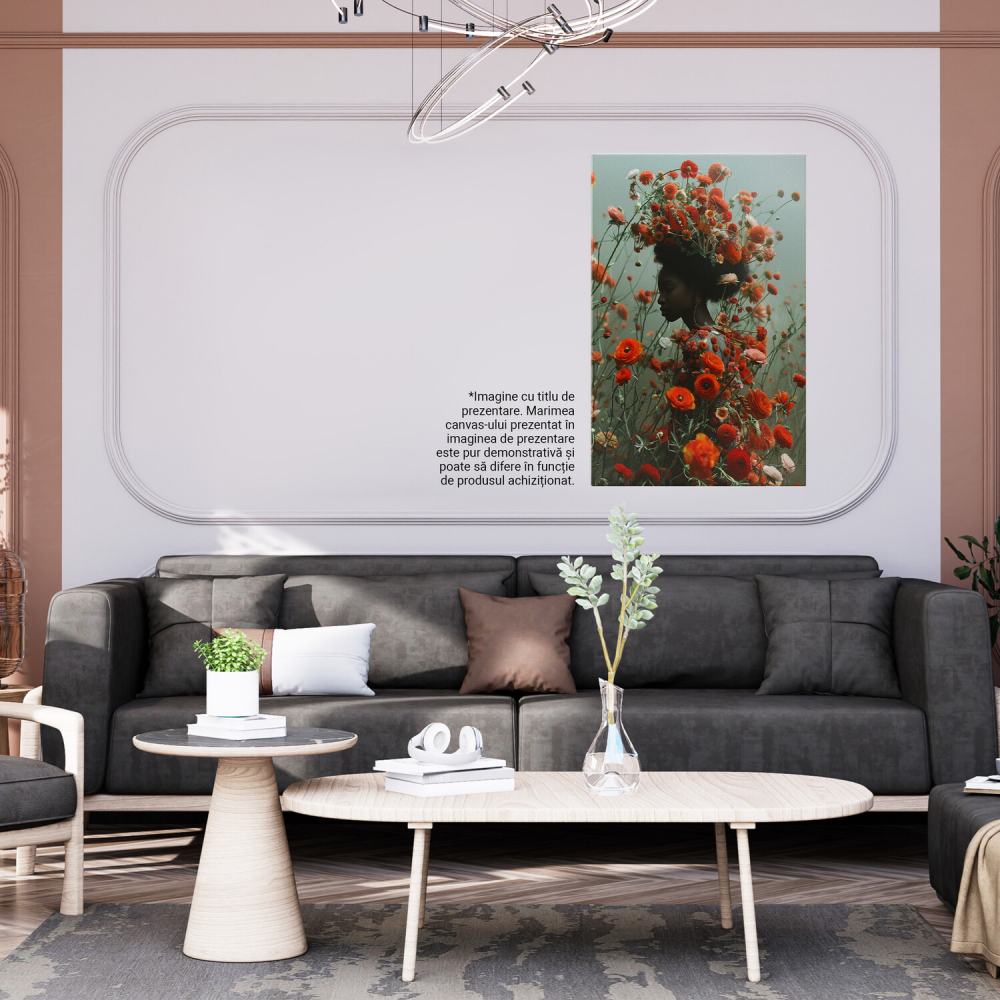 Călătorie către Centrul Inimii - Doamna cu Flori și Piele de Abanos, Marime 40x25CM [4]