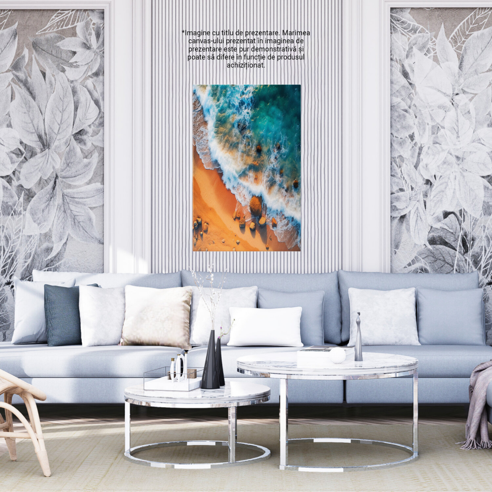 O Dimineață pe Plajă - Pictură Digitală cu Soare și Valuri, Marime 40x25CM [4]