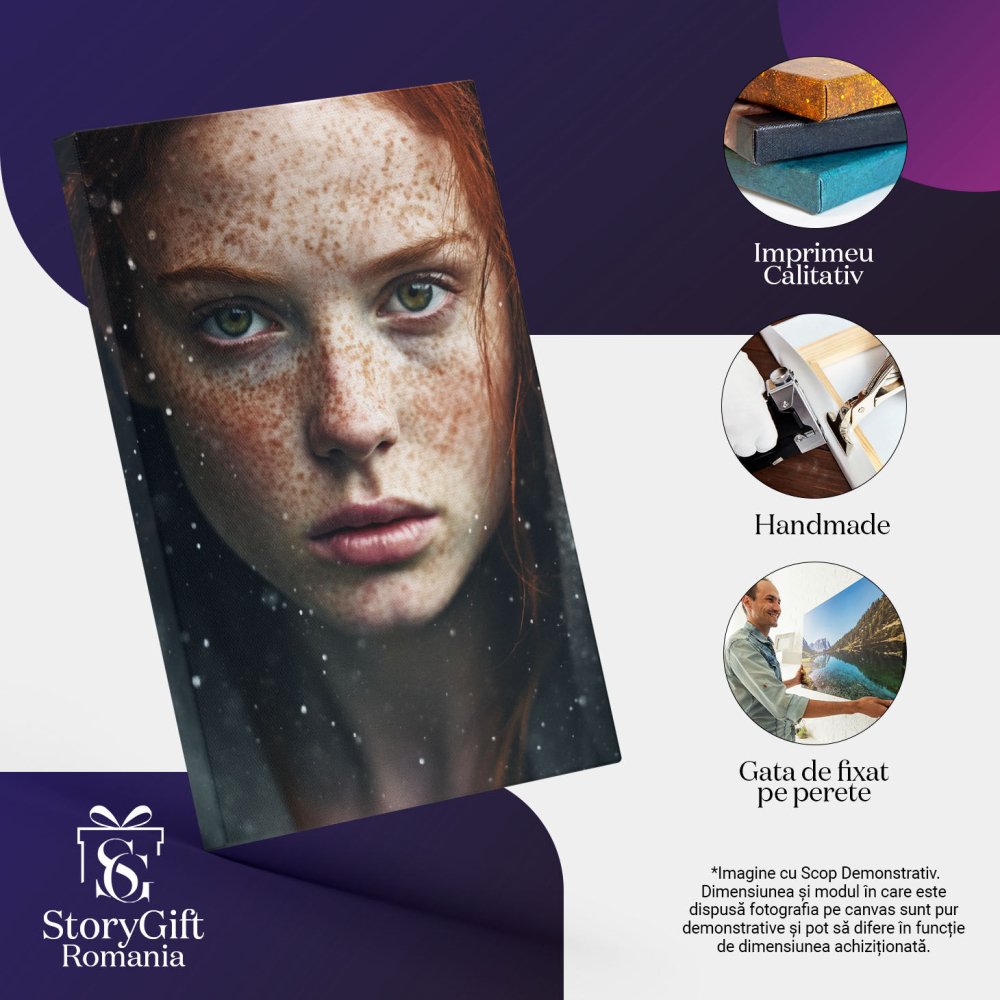 Tablou Canvas:  O fata draguta cu multe pistrui - roscata Pictura Digitala 40x25CM [3]