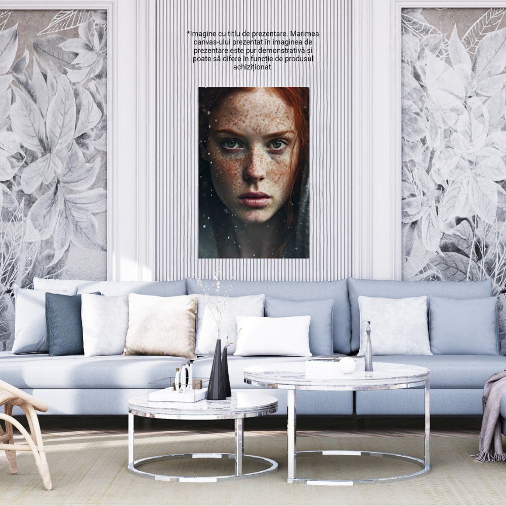 Tablou Canvas Fată cu Pistrui și Păr Roșcat | Pictură Digitală, Marime 40x25CM [4]