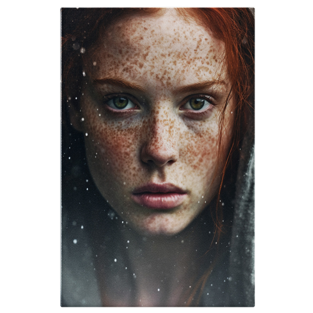 Tablou Canvas Fată cu Pistrui și Păr Roșcat | Pictură Digitală, Marime 40x25CM [1]