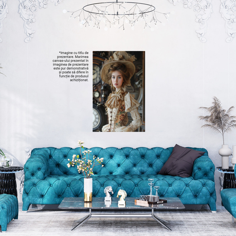 Femeie în Vestimentație din Anii 1800 cu Ceas - Eleganța Epocii în Pictura Digitală, Marime 40x25CM [4]