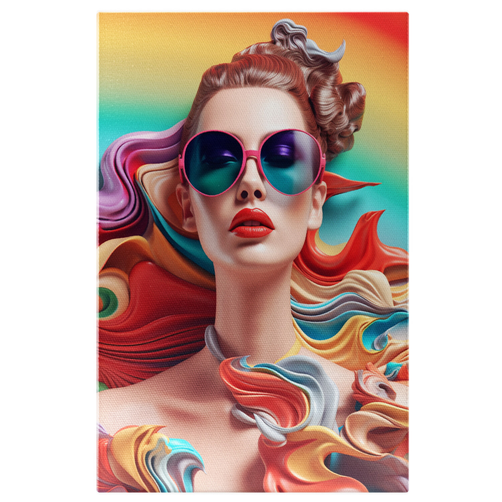 Tablou Canvas Femeie cu Ochelari de Soare | Pictură Digitală Abstractă, Marime 40x25CM [1]