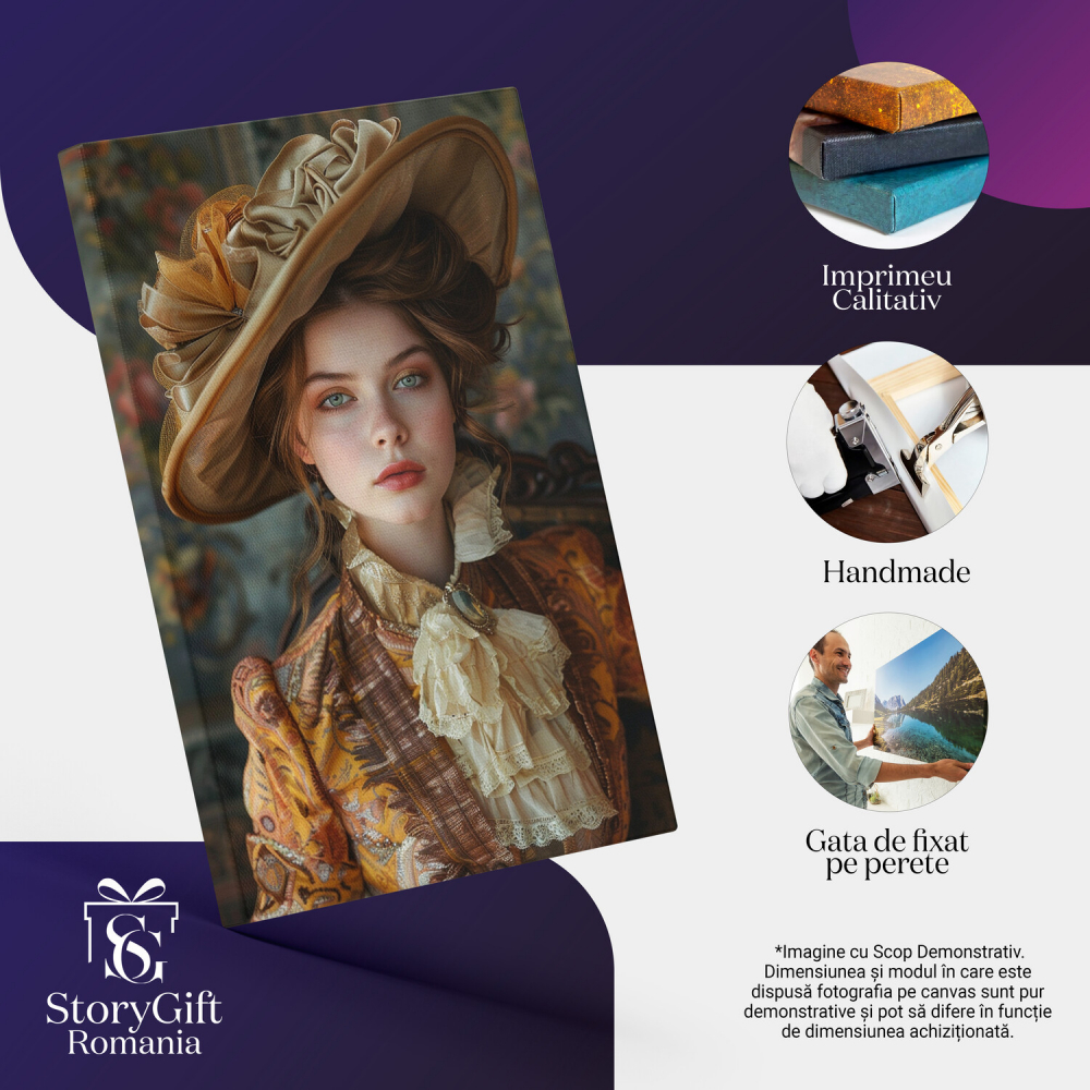 Femeie în Trendul Anilor 1800 - Portret din Trecut în Pictura Digitală, Marime 40x25CM [2]