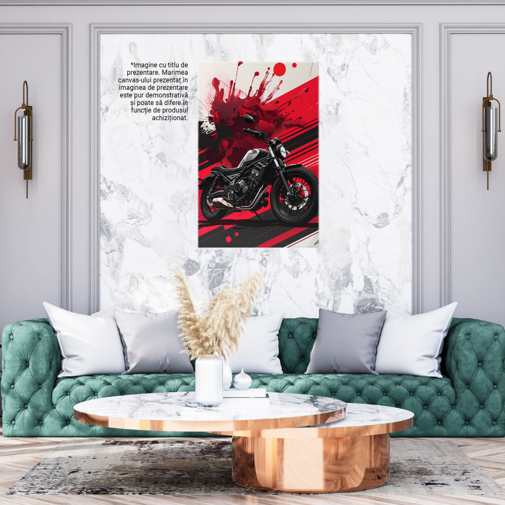 Motocicletă Scumpă pe Pata de Culoare Roșie - Tablou Canvas, Marime 40x25CM [3]