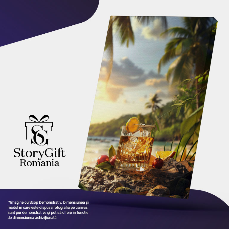 Tablou Canvas Oaza de Răcoare și Reîmprospătarea Citrică cu un Pahar de Limonadă în Soare , Pictura Digitala 40x25CM [5]