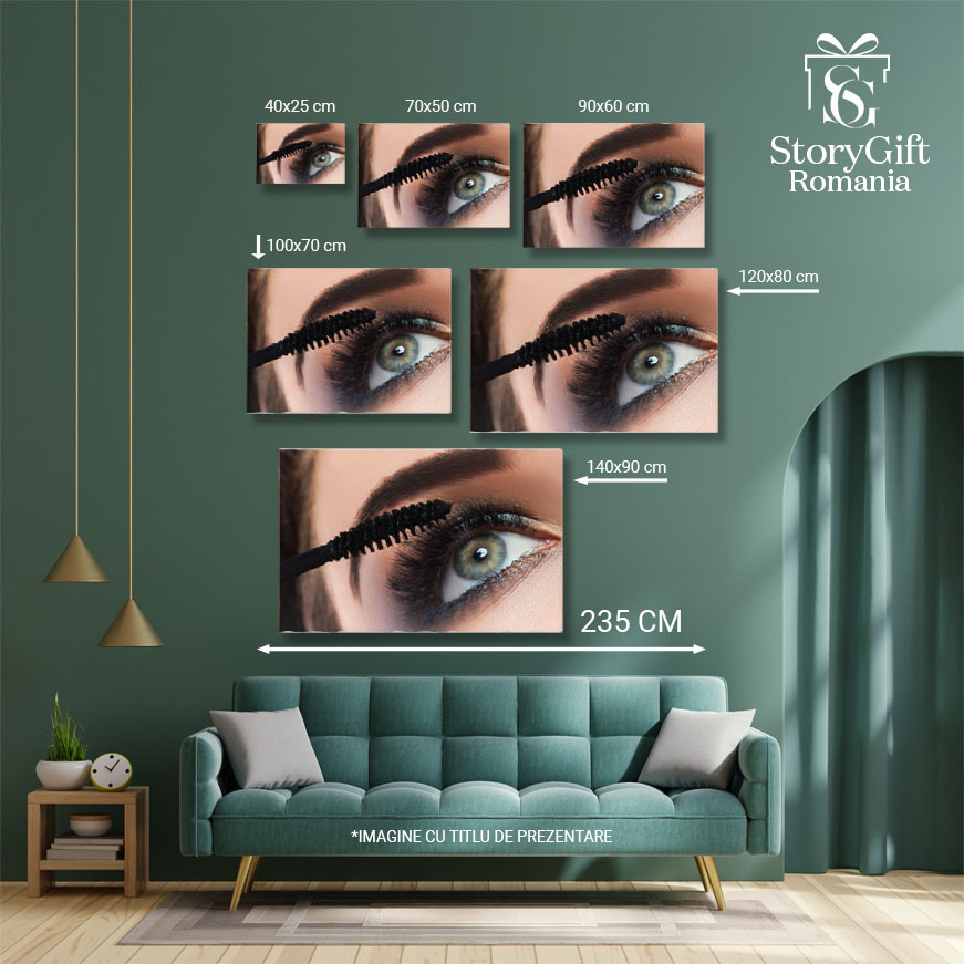 Tablou Canvas - Ochi stralucitori, machiaj detaliat, gene si umbre 40x25CM [5]