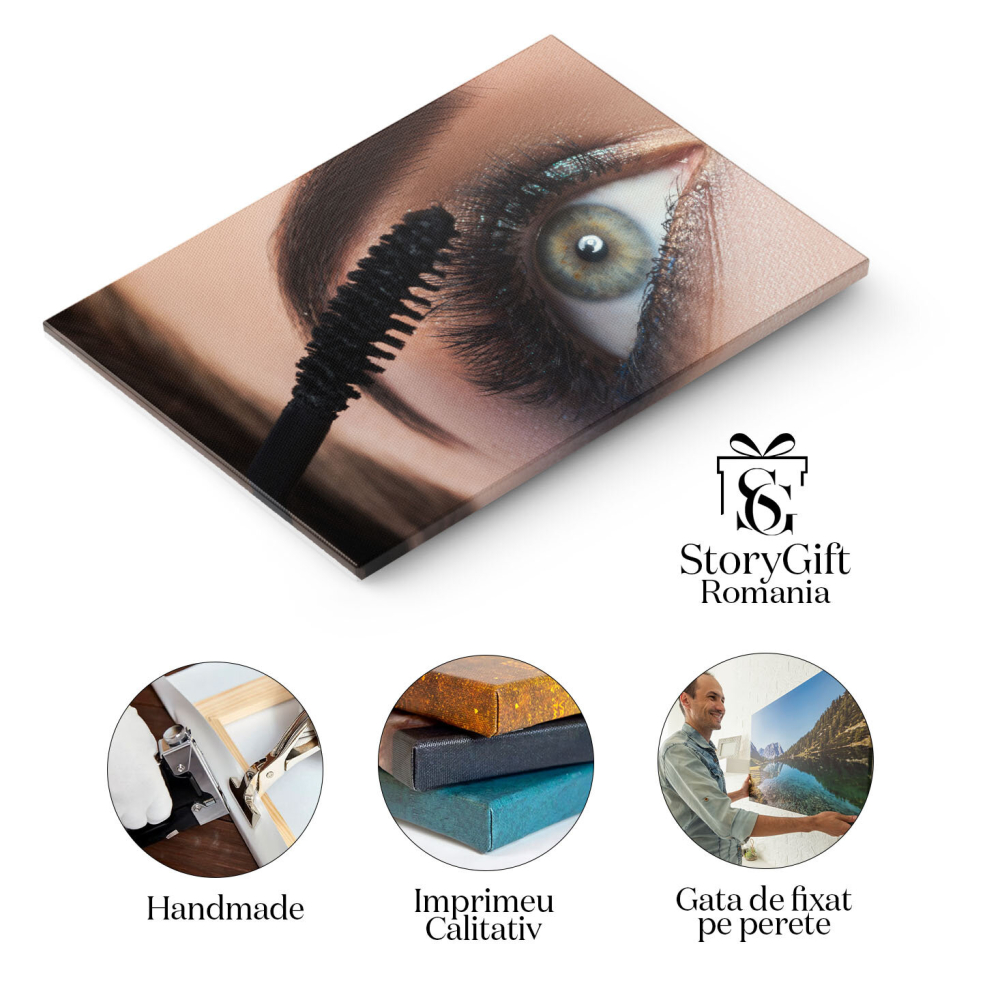 Tablou Canvas - Ochi stralucitori, machiaj detaliat, gene si umbre 40x25CM [2]