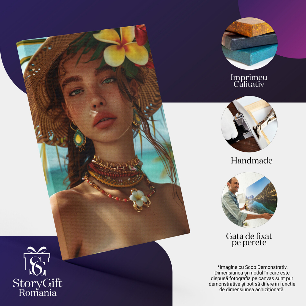 Ochii Verzi ai Tinerei pe Insula Însorită - Pictură Digitală, Marime 40x25CM [2]