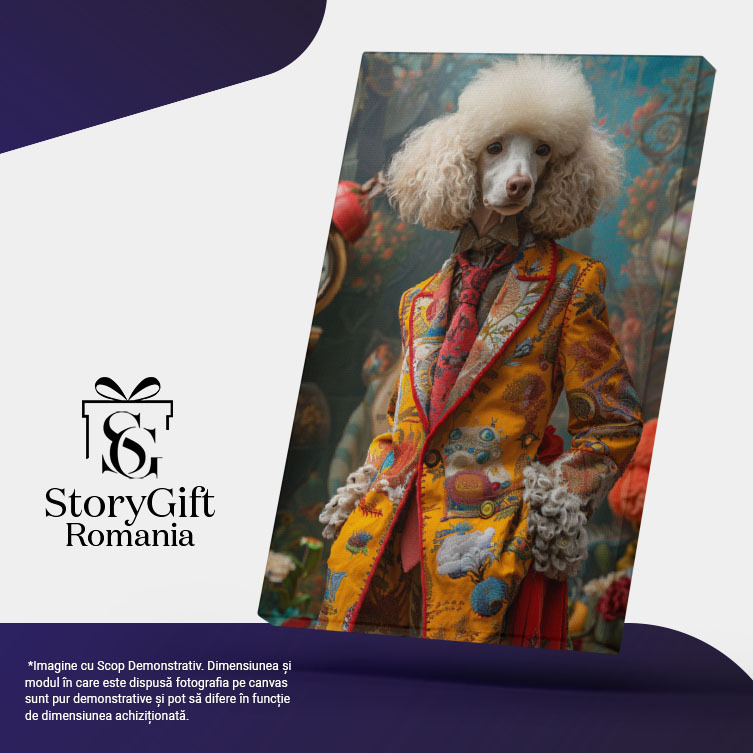 Tablou Canvas Oda Opulentă Caninului Ornamental Pudel Elegant Îmbrăcat Aristocratic , Pictura Digitala 40x25CM [5]
