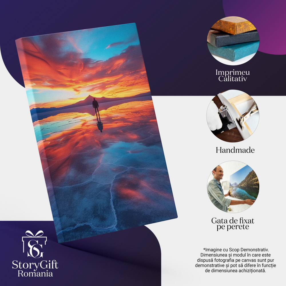 „Tablou Canvas Omul de pe Gheața Spartă Privește Apusul din Munți”, Marime 40x25CM [2]