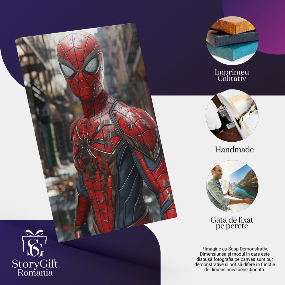 Omul Păianjen în Misiune – Pictură Digitală cu Supereroul în Costum Roșu și Albastru, Marime 40x25CM [2]