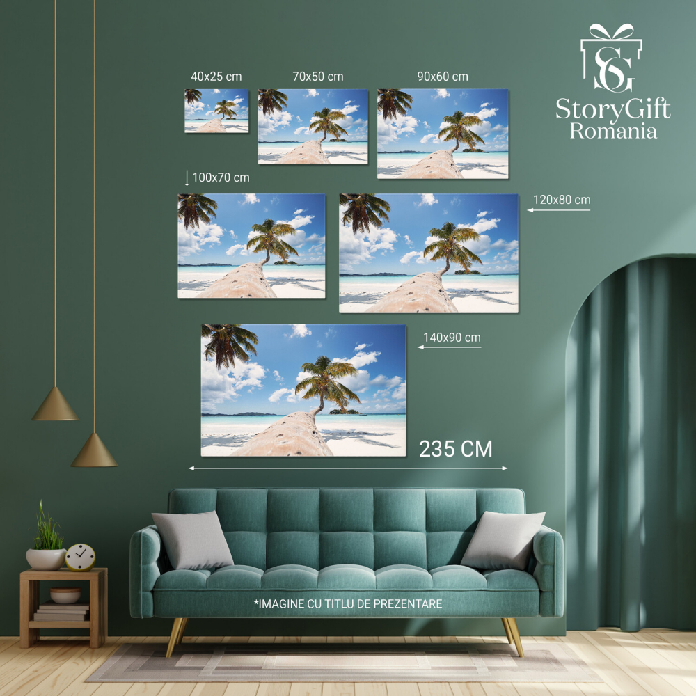 Palmier pe Plaja cu Nisip Alb din Seychelles - Paradis Tropical, Marime 40x25CM [4]