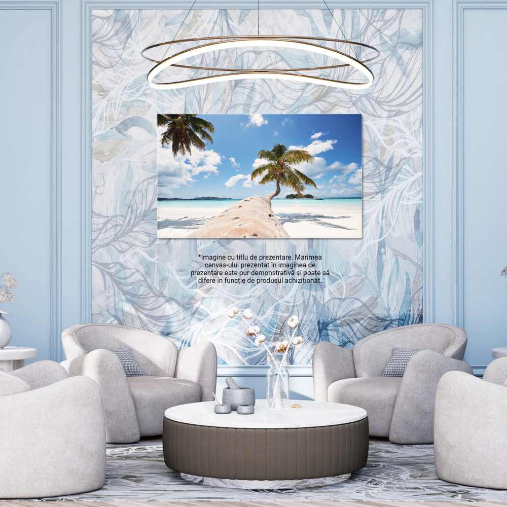 Palmier pe Plaja cu Nisip Alb din Seychelles - Paradis Tropical, Marime 40x25CM [3]