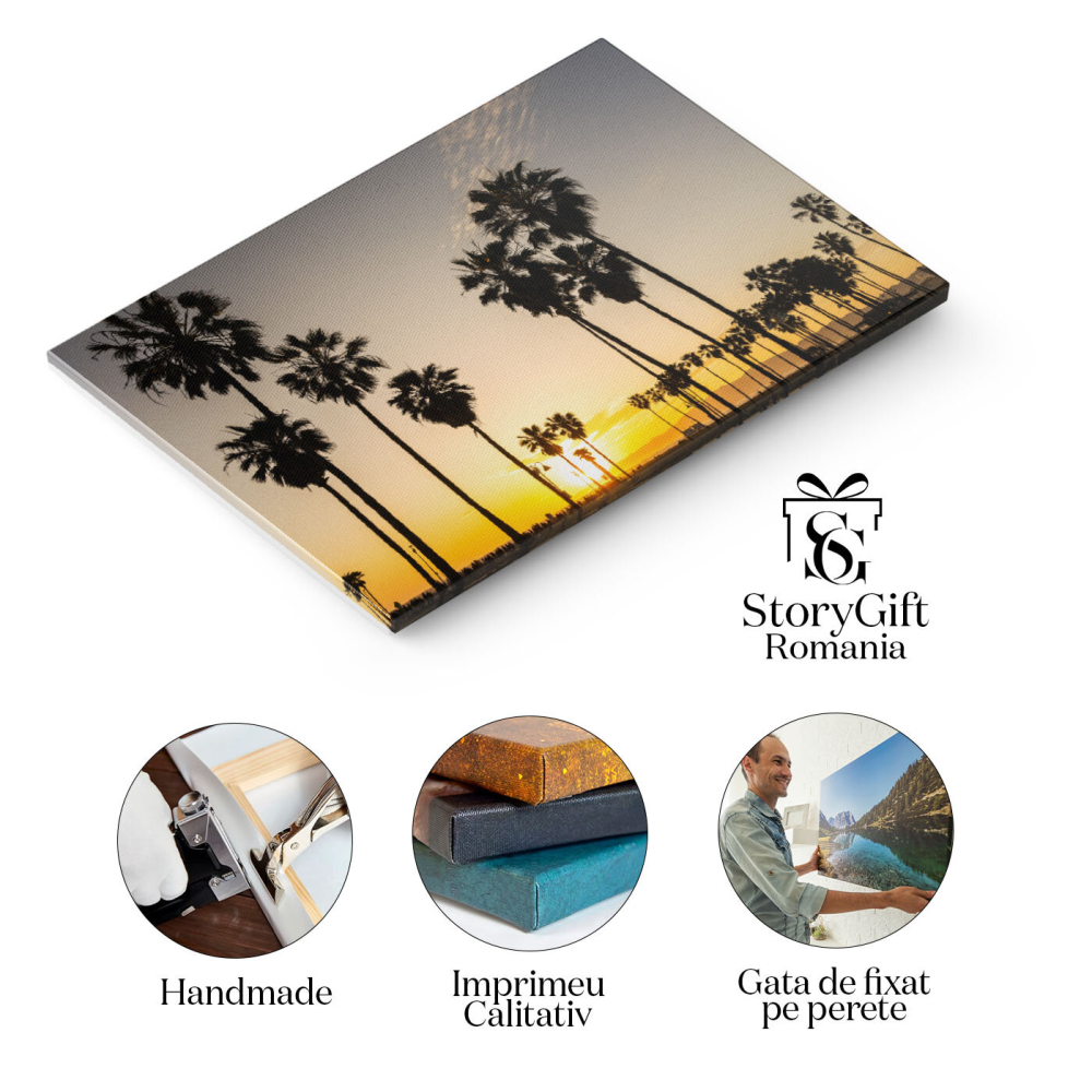 Tablou Canvas Palmieri Retroiluminati la Apus Palmieri, apus, natura, peisaj, relaxare 639 40x25CM [2]