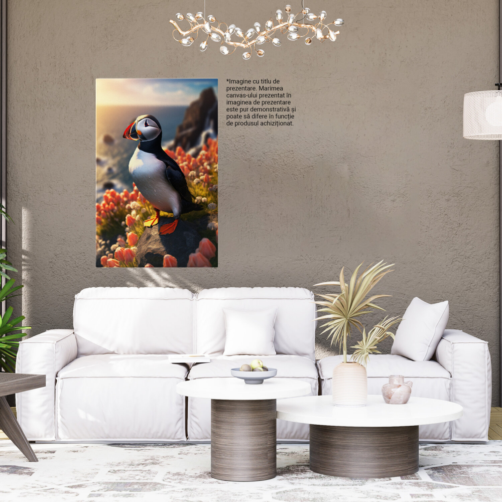 Tablou Canvas - Papagal de Mare pe Pământ Inflorit, Marime 40x25CM [4]