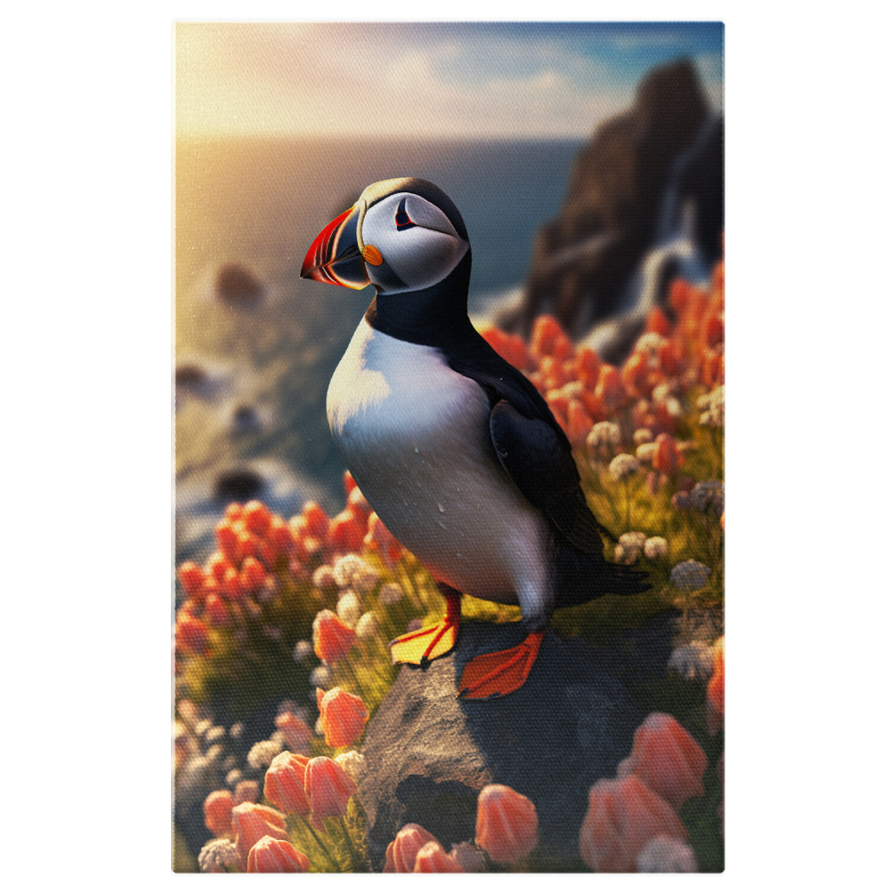 Tablou Canvas - Papagal de Mare pe Pământ Inflorit, Marime 40x25CM [1]