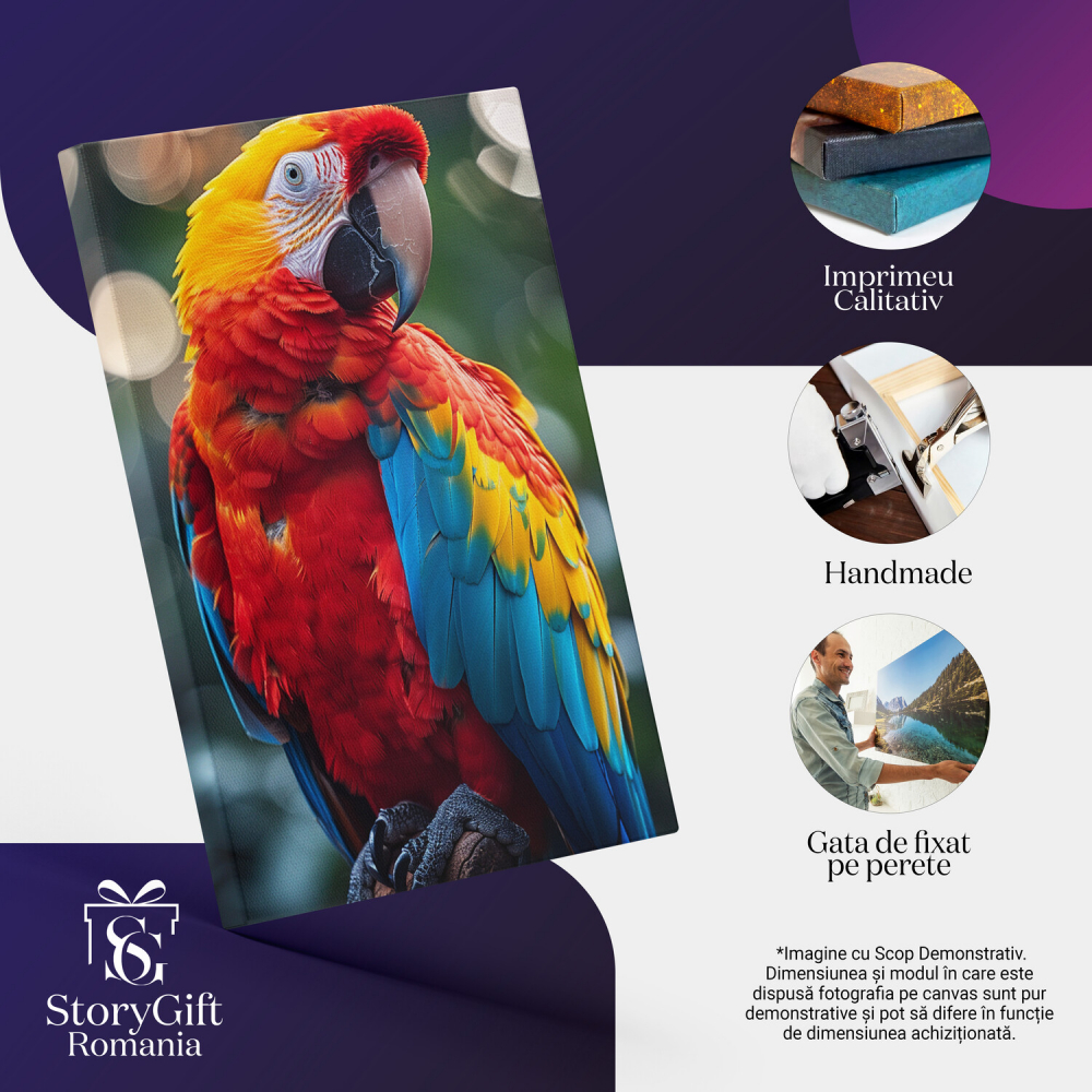 Papagal Stacojiu din Pădurile Umede - Pictură Digitală, Marime 40x25CM [2]