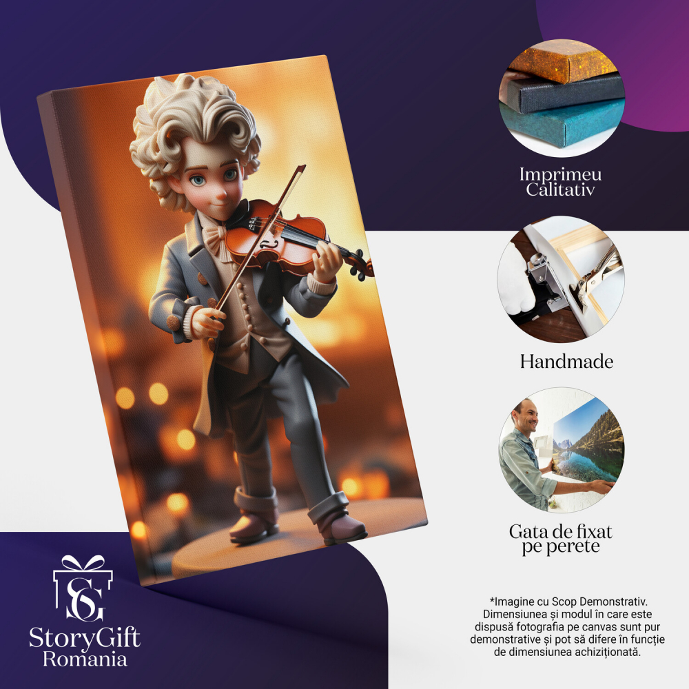 Tablou Canvas Păpușa cu Vioară | Pictură Digitală Muzică Clasică și Populară, Marime 40x25CM [2]