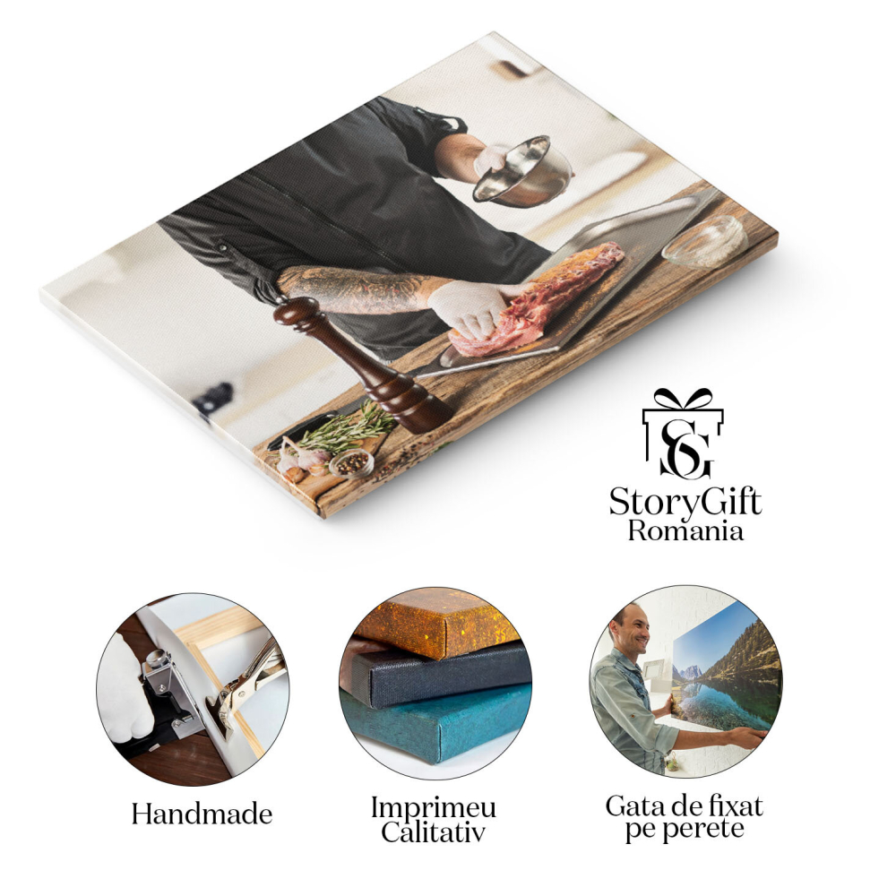 Tablou Canvas: Pasiune pentru bucatarie: Pregatirea fripturii perfecte 40x25CM [2]
