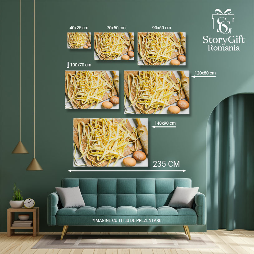 Tablou Canvas Paste tagliatelle Fainoase Facute in Casa pe o Masa Alba  Paste Proaspete si Gustoase Pregatite in Stil Italian la Domiciliu 40x25CM [5]
