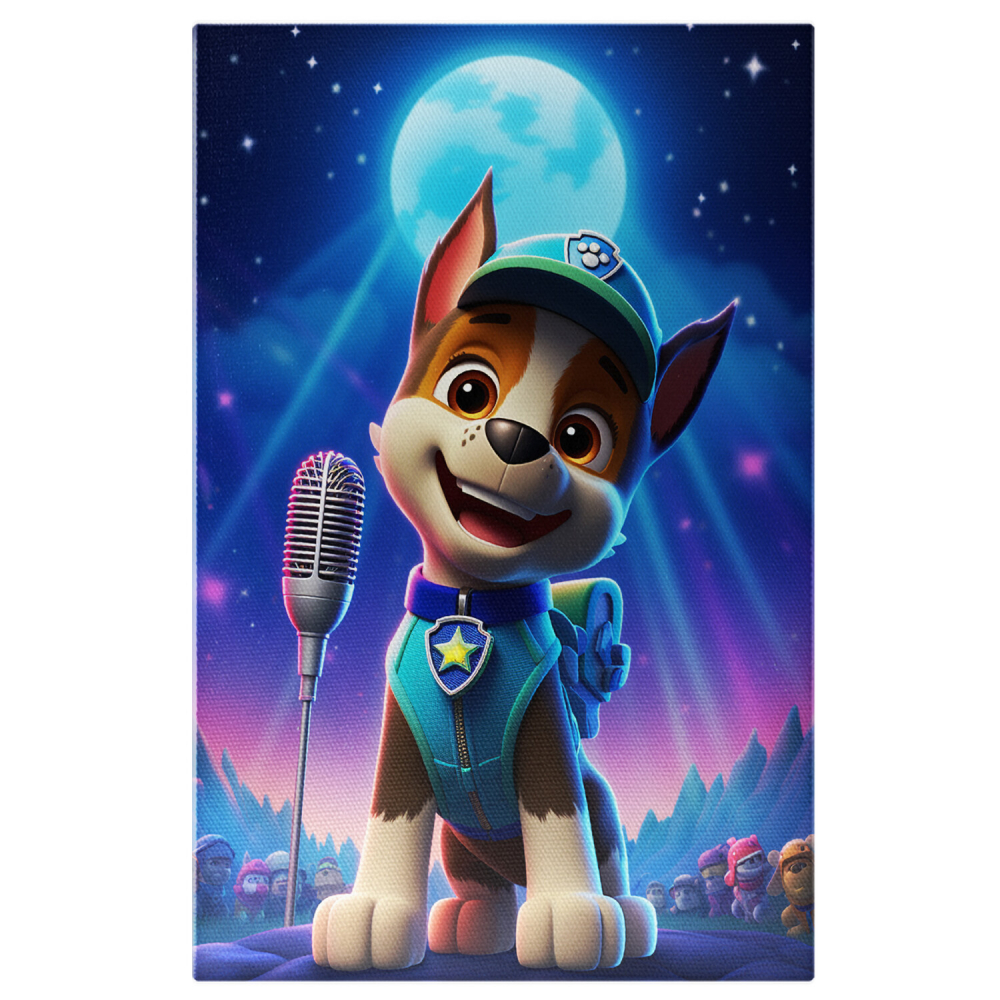 Patrula Cățelului Cântând la Lună Plină - Pictură Digitală pentru Copii, Marime 40x25CM [1]