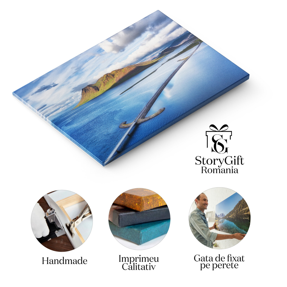 Peisaj Aerian în Islanda: Munți și Ocean, Marime 40x25CM [2]