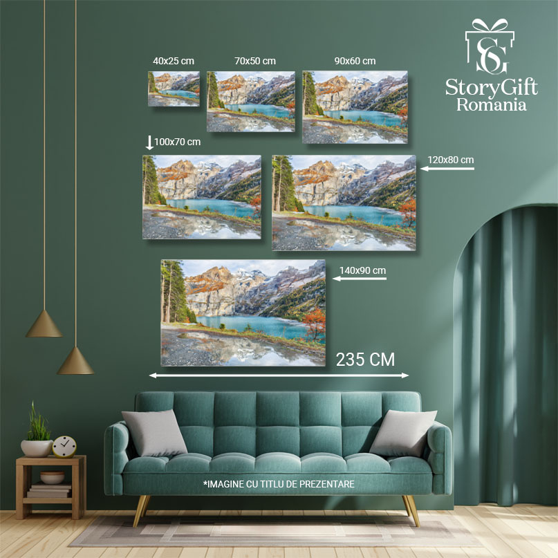 Tablou Canvas Peisaj Alpin Toamna la Lacul Schiederweiher Aventura, Reflexie, Natura, Montan 1857 40x25CM [5]