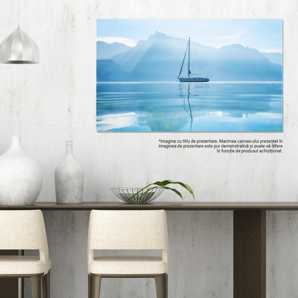 Barca pe Lac în Zona Montană - Frumusețea Naturii, Marime 40x25CM [3]