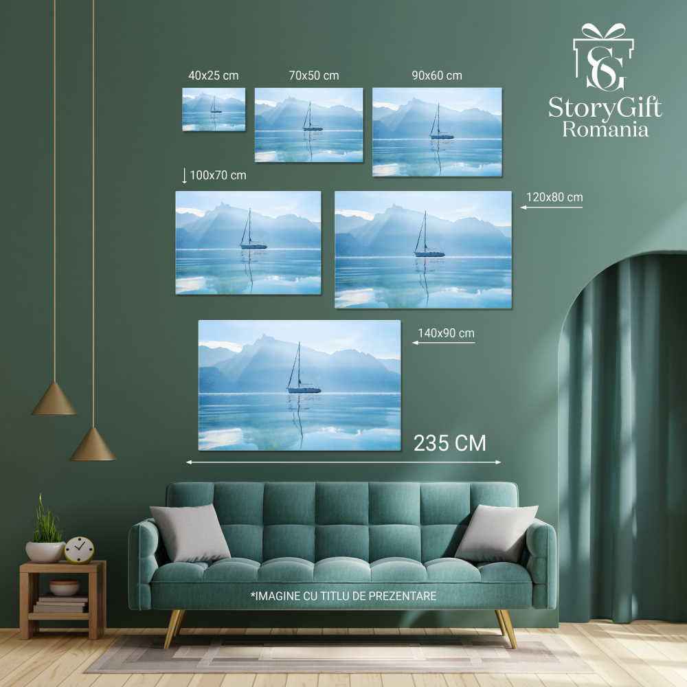 Barca pe Lac în Zona Montană - Frumusețea Naturii, Marime 40x25CM [4]