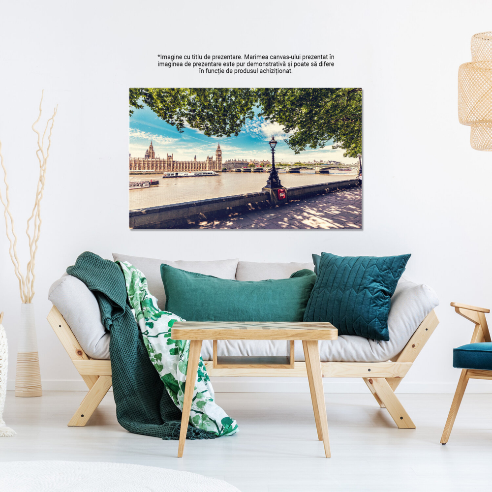 Tablou Canvas Peisaj Britanic: Râul Thames și Atmosfera Londoneză, Marime 40x25CM [3]