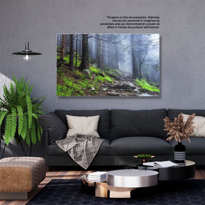 Tablou Canvas Peisaj cu Arbori si Ceasca dupa Ploaie, Toamna, Fantana, Magie, Mister, Padure 2730 40x25CM [3]