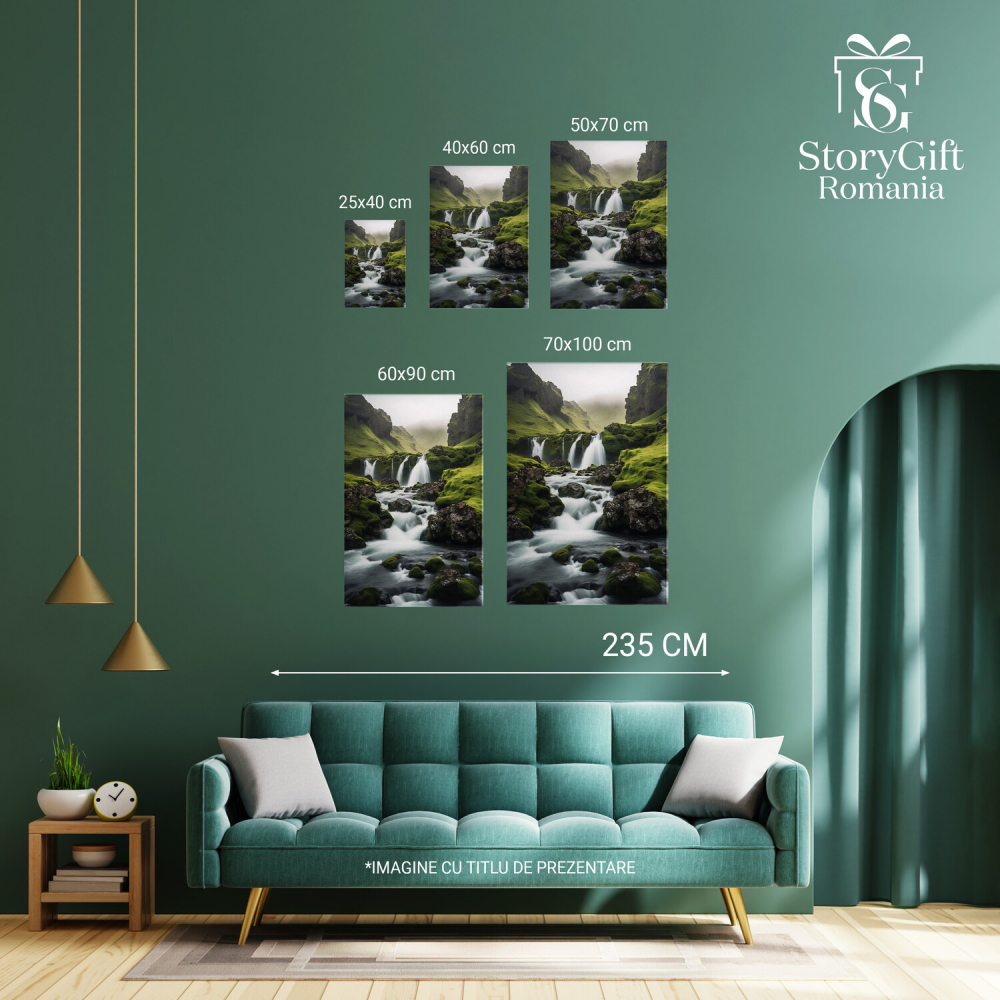 Peisaj cu Râu și Stânci - Tablou Canvas, Marime 40x25CM [3]