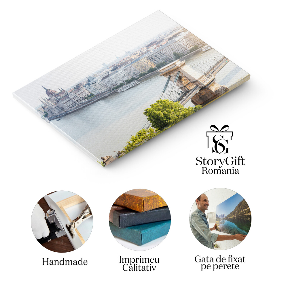 Vedere Impresionantă asupra Skyline-ului Budapestei și a Dunării, Marime 40x25CM [2]