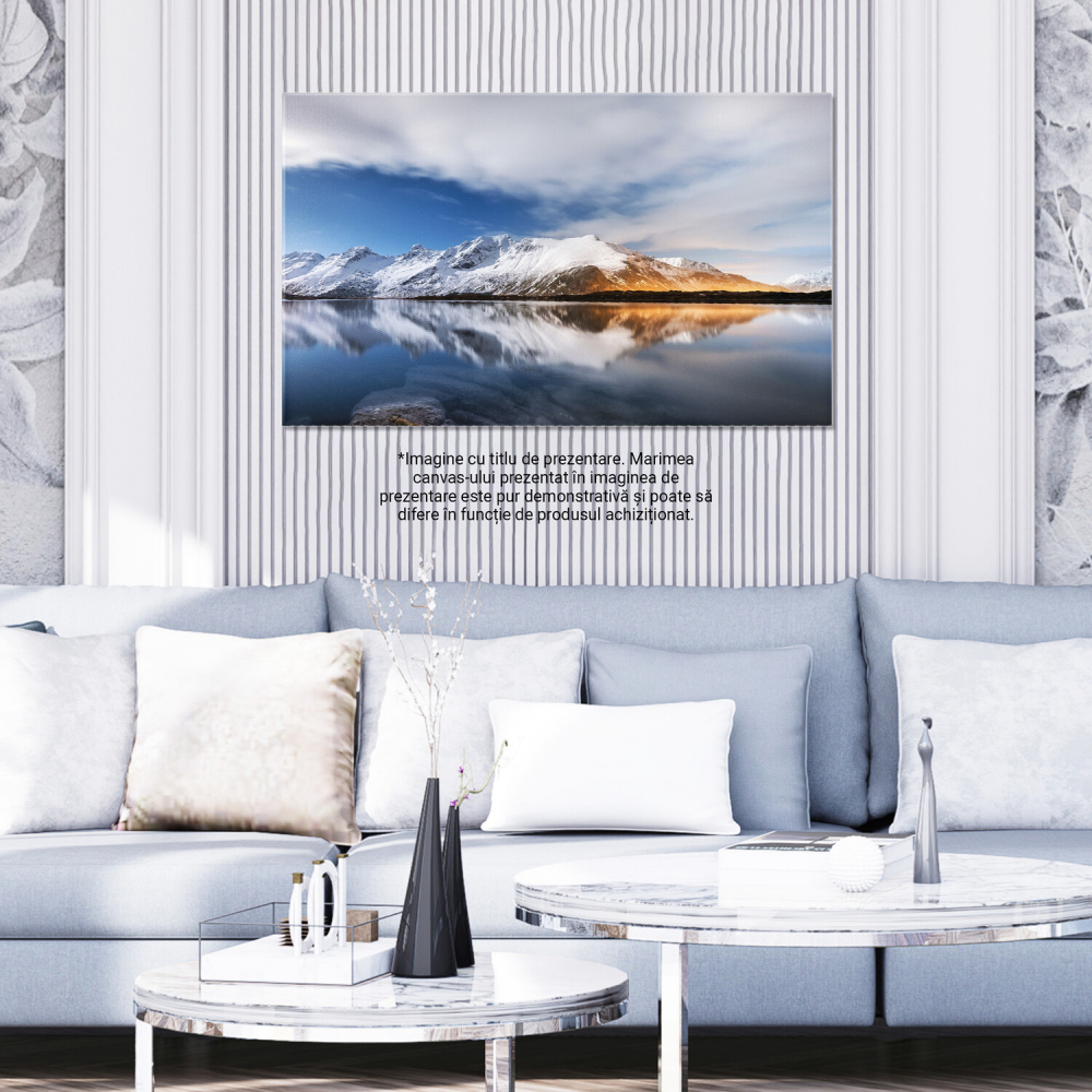 Peisaj de Iarnă în Insulele Lofoten: Fjorduri și Munți Acoperiți de Zăpadă, Marime 40x25CM [3]