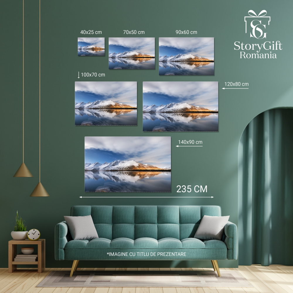 Peisaj de Iarnă în Insulele Lofoten: Fjorduri și Munți Acoperiți de Zăpadă, Marime 40x25CM [4]