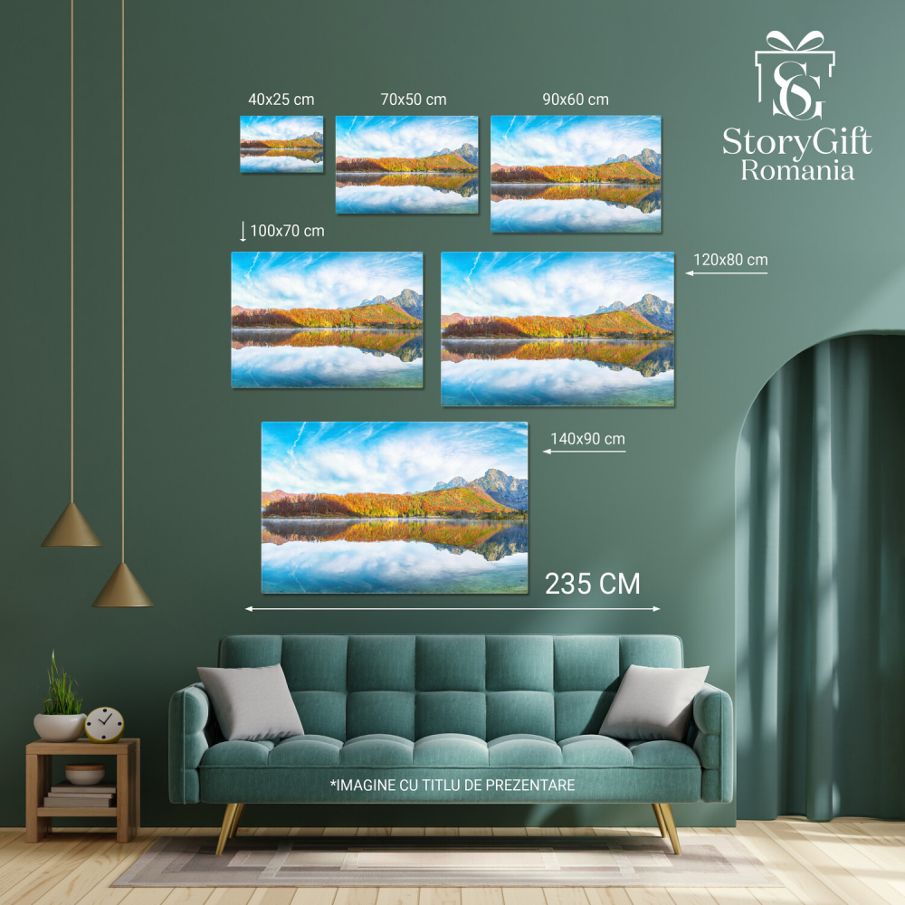 Peisaj de Toamnă la Dimineața Însorită pe Pajiștea de Alp – Tablou Canvas, Marime 40x25CM [4]