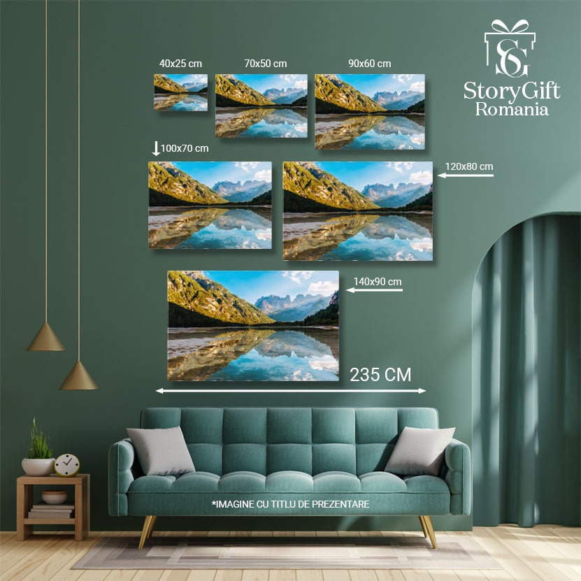 Tablou Canvas Peisaj Frumos in Dolomiti, Lago di Landro Lacuri Alpine si Varfuri Impunatoare in Inima Naturii 40x25CM [5]